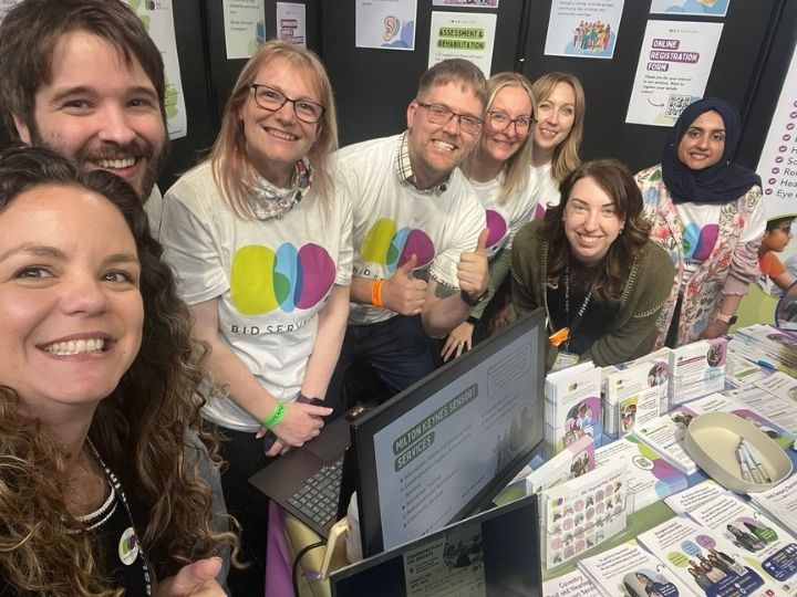 Group selfie of BID's team wearing white t-shirts with the BID logo in the centre. In order: Jo, Bailey, Amanda, Paul, Emma, Sarah, Beth and Sarah M.